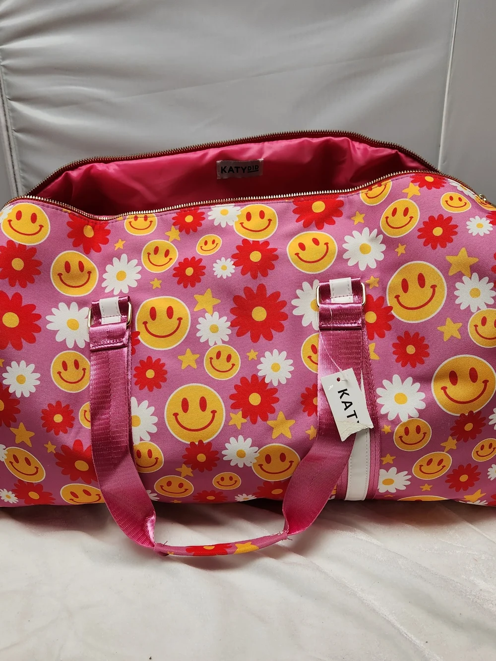 Katydid Pink Smiley & Daisy Travel Duffel